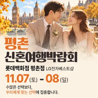 평촌 신혼여행 박람회 - 경기 안양시 동안구 시민대로 180(호계동 1039)롯데백화점 평촌점 7층 LG전자 웨딩박람회