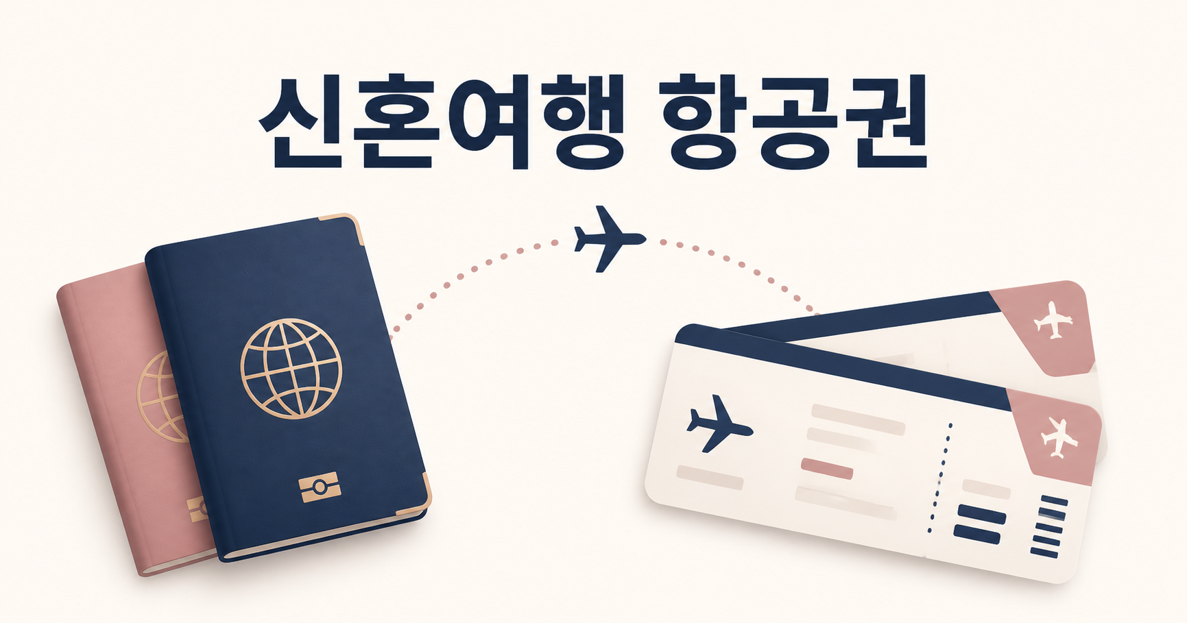 신혼여행 항공권 예약 안내 일러스트