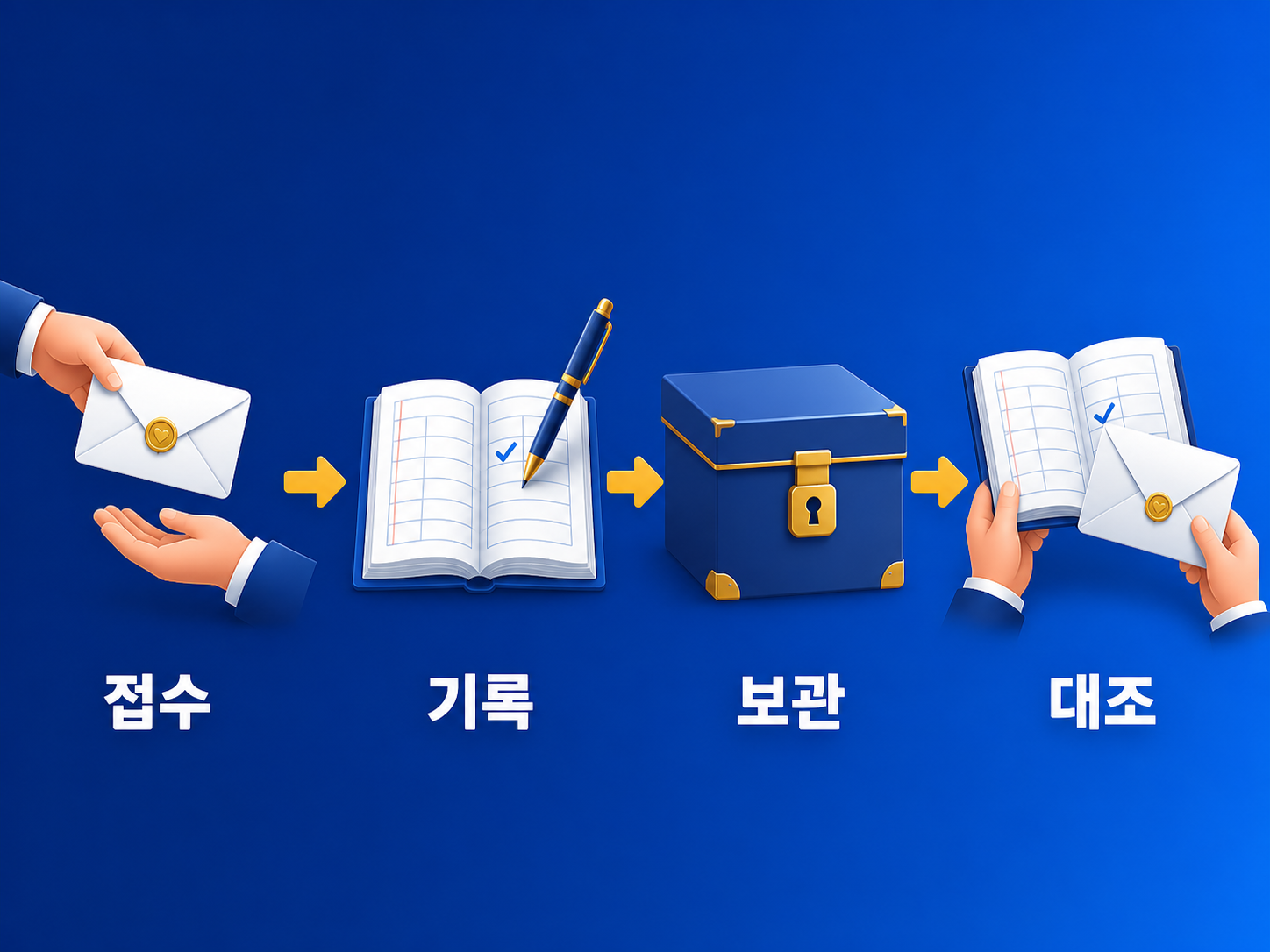 결혼식 축의금 접수대 4단계 관리 흐름 인포그래픽
